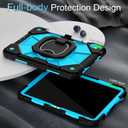Auizotl Case for iPad (A16)11th /10th Generation 11/10.9 Inch 2025/2022 with Screen Protector Rotating Stand Shoulder Strap Pencil Holder,Military Grade Shockproof iPad Case 10th Generation,Black Blue