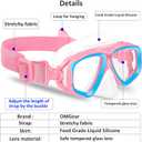 OMGear Kids Swim Goggles With Nose Cover Fabric Strap Dive Snorkel Mask for Children(4-16) Snorkeling Gear Swimming Mask