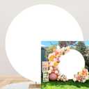 YongFoto 8x8ft White Round Backdrop Cover Polyester Circular White Fabric Solid Color Professional Photography Background Birthday Party Cake Table Decor Supplies Portrait Photo Booth Studio Props