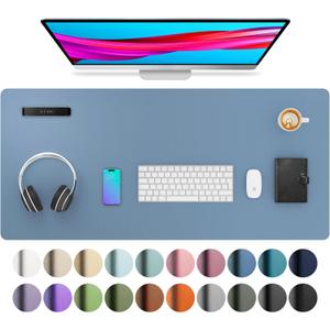 Aothia Leather Desk Pad Protector, Mouse Pad, Office Desk Mat, Non-Slip PU Leather Desk Blotter, Laptop Desk Pad, Waterproof Desk Writing Pad for Office and Home (Denim Blue, 36" x 17")