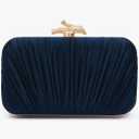 Women Evening Bag Clutch Purse, Pleated Satin Seashell Evening Clutch for Wedding Party Cocktail Prom Dinner with Pearl Chain