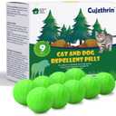 Natural Peppermint Oil Cat Repellent for Outdoor & Indoor Use, Keep Cats & Dogs Away from Yard, Garden & Furniture, 6-Month Protection, 9 Pack (L1)