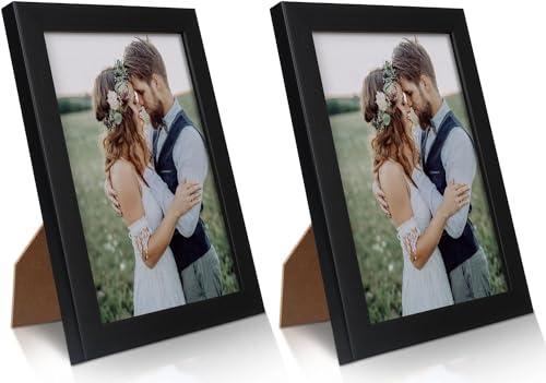 PECULA 2 Pack 5x7 Picture Frame, Black Picture Frame for Wall and Tabletop Display, Resistant Plastic Clear Plexiglass for Vertical or Horizontal Display