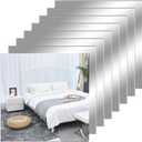 12" x 12" Acrylic Flexible Mirror Sheets, 8 Pack Self Adhesive Mirror Tiles Square Cuttable Mirrors Wall Stickers, Non-Glass Plastic Mirrors Stickers Safety Reflective for DIY Craft Home Wall Decor