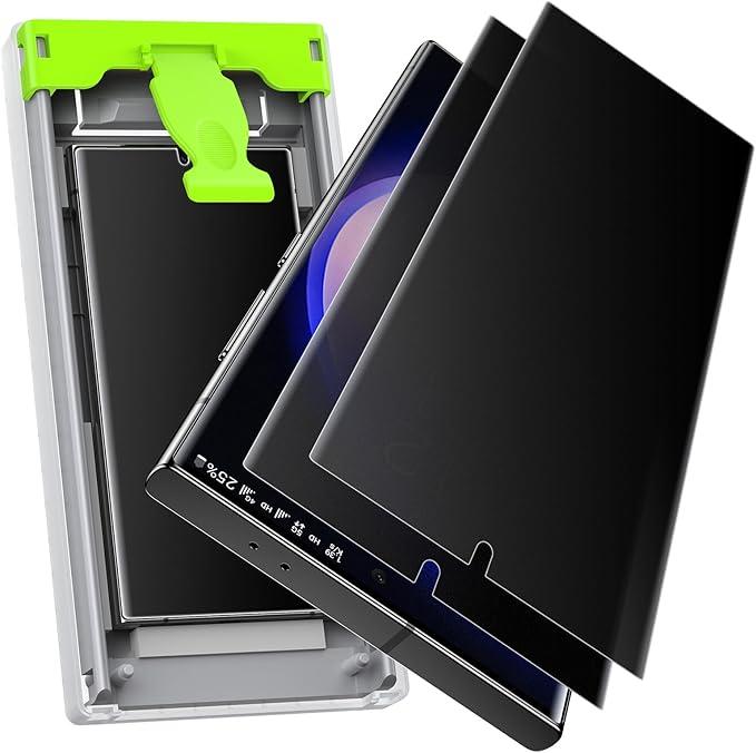 Ksleri 2 Pack for Samsung Galaxy S23 Ultra / S22 Ultra Matte Privacy Screen Protector, Auto Dust Removal Auto Alignment, AntiGlare AntiSpy PET Film [NonGlass], Fingerprint ID Support, Case Friendly