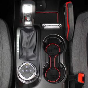 Auovo Anti Dust Cup Holder Insert Liners Compatible with Ford Bronco Accessories 2021 2022 2023 2024 Custom Fit Door Center Console Interior Mats 13-pc Set (Automatic Transmission) (4 Doors, Red)