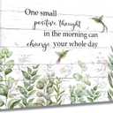 LB Sage Green Plant Wall Art Eucalyptus Leaf with Hummingbird Canvas Wall Art for Living Room Inspirational Quotes Poster Paint Wall Art Decor for Bathroom Kitchen Bedroom,20Wx16H inch Wooden Framed