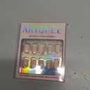 Artquee Press on Nails Short Nude Silk Square False Tips Glossy Reusable Fake Stick on Nails Kit for Women - 30 Pcs 15 Sizes