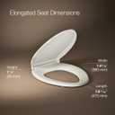 KOHLER K-7315-96 Cachet Quick-Release Elongated Toilet Seat, Quick Attach Hardware, Easy to Clean, Color-Matched Plastic Hinges, Biscuit