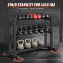 3-Tier Dumbbell Rack Stand Only, 1200LB Capacity Adjustable Weight Rack for Home Gym, Heavy-Duty Weight Stand for Dumbbells Kettlebells & Weight Plates(Rack Only)