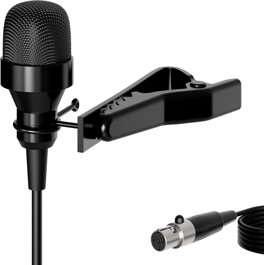 J K Pro Lavalier Lapel Microphone MIC-J 017 Unidirectional Condenser Microphone Compatible With Shure Wireless Transmitter Mini XLR Ta4f Plug