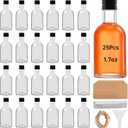 25 Pcs 1.7 OZ Mini Glass Liquor Bottles with Lids Small Glass Wine Bottles Reusable Empty Alcohol Bottles with Aluminum Black Screw Cap (1.7OZ 25PC)