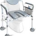 Aliseniors Raised Toilet Seat with Handles, 500lbs Toilet Seat Riser for Seniors, Adjustable Height & Width, Fits Any Toilet, Elevated Toilet Seat for Bathroom Safety