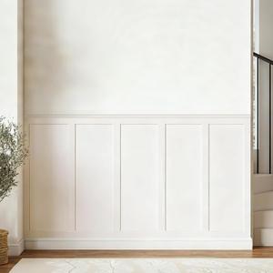 Board and Batten Wall Panel Kit,Paintable Wainscoting Panels Easy Install for Bedroom Living Room Hallway, Covers 94" x 54" Molding Trim Slat with Edge Strip, Paintable White