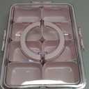 WACOI Divided Snack Serving Tray with Lid and Handle Travel Snackle Charcuterie Container Portable Storage Organizer for Candy, Fruits, Nuts, Snacks, Party, Picnic (Pack of 1, Pink)