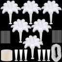 Yuxung 6 Sets Wedding Table Centerpiece Accessories Including 159 Pieces Natural Ostrich Feather Bulk Plastic Vases and Beads Necklaces for Wedding Home Party Centerpiece Supplies(White)