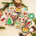 4 x Ephlyn 48Pcs Edible Christmas Cake Toppers Wafer Paper Christmas Cupcake Decorations Xmas Cookie Decorations for Xmas Festival Birthday Party Food Decor Green