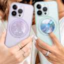 2 x Typecase Magnetic Phone Grip Holder: Adjustable Finger Ring Kickstand - Adapter Ring Included - Phone Grips for Back Compatible with iPhone Android Kindle Accessories - Blue Marble