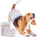 MICOOYO Disposable Dog Diapers Female, Doggie Diapers for Dogs Female, Super Absorbent Pet Diaper with Foam Tail Hole for Heat, Comfortable Puppy Diaper (Medium, 20Count)