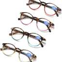 25DU Reading Glasses for Women - Blue Light Blocking Ladies Spring Hinge Readers with Pouches Anti Eyestrain/Glare Women's Computer Eyeglasses (4 Pairs Mix Color, 3.00)