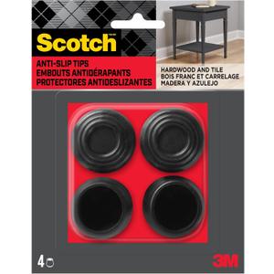 Scotch Chair Tips, 6-Pack of 4 1-1/8 in. Black Rubber Anti-Slip Chair Leg Floor Protector for Hardwood Floors and Tile