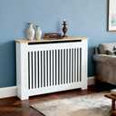 Wisfor Deep Tall Radiator Cover Cabinet: External 36.4inch Height Heater Covers with Natural Wood Texture Top - Inner 35.6inch Thickened MDF Radiator Shelf for Home (Vertical-M 35.6x41.3x7.1in)