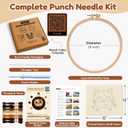 TEKWAVE Punch Needle Kit for Adults Beginners Cat Face Design, Step-by-Step Video Pre-Printed Pattern and Written Instructions, DIY Embroidery Set with Yarn, Fabric, Hoop for Home Decor Crafts