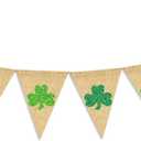 Glitter Shamrock Garland Banner Burlap | Rustic St. Patrick's Day Shamrock Garland | St. Patrick's Day Decorations | Shamrock Clover Garland Banner | Irish Lucky Day Home Outdoor Hanging Decor