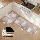 GENIMO Kitchen Mats for Floor, Kitchen Rugs Non Slip Washable Sets of 2, Waterproof Cushioned Anti Fatigue Mat, Floral Runner Rug for Laundry, Sink, Office, Home, 20"x32"+20"x48", Taupe Grey