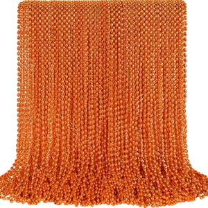 SHAOQINLIN 100 PCS Orange Bead Necklace, Orange Mardi Gras Beads, Halloween Necklaces, 30.5 Inch Party Beads Oval Beaded Necklace for Mardi Gras, Christmas, Halloween 