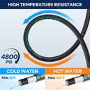 3/8" Pressure Washer Hose 25FT 4800PSI with 3/8 Inch Quick Connect, Kink Resistant Industry Grade Steel Wire Braided, Wear Resistant Power Washer Hose with M22 14mm Adapter