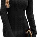 ZAFUL Womens Cable Knit Sweater Dress Long Sleeve Crew Neck Winter Bodycon Mini Fall Dresses 2025 (Small)