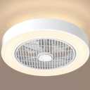 Enclosed Ceiling Fans with Lights Remote Control, Low Profile Ceiling Fan Light's Memory Mode, 3 Colors Dimmable LED 6 Speeds, 20 inches, Timing Reversible Blades - White