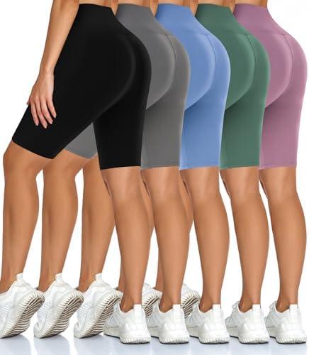 Diu Life 4 Pack High Waist Biker Shorts for Women - Buttery Soft 8" Womens Shorts for Workout, Yoga, Athletic, Small-Medium