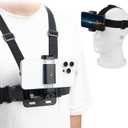 BRDRC POV Phone Chest Mount for iPhone, Head Mount Camera for Recording Vlog Body Harness Strap Holder Clip Kit for Gopro, for DJI Osmo Pocket 3, for Insta360 X5 X4 X3, for Samsung Accessories