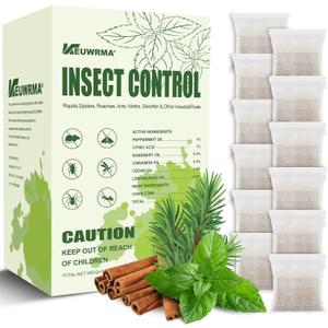 Spider Repellent Indoor,Long-Lasting Outdoor Patio Insect Rodent Repellent for Bee, Ant, Mouse,Roach,Moth,Mosquito,Silverfish - Safe for Pets & Kids, Powerful Peppermint Oil Infused12 Pack