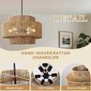 24" Large Rattan Chandelier,6-Light Wicker Light Fixture