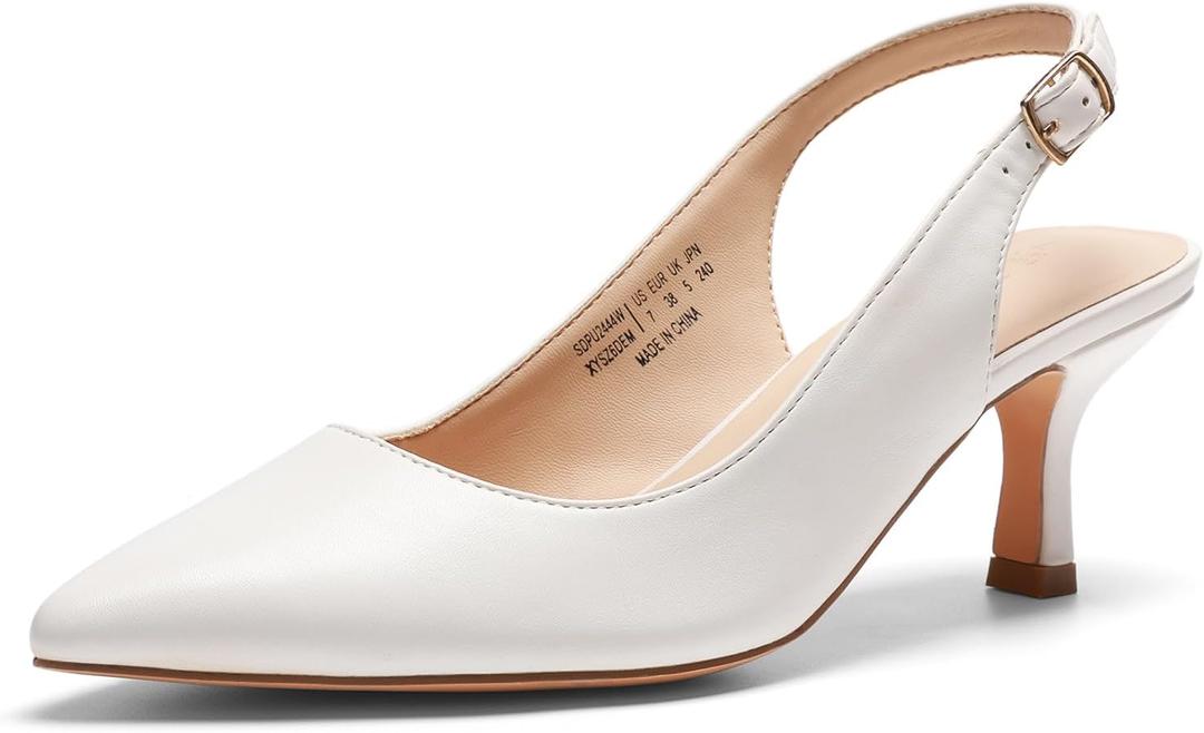 DREAM PAIRS Women's Kitten Heels Slingback Closed Pointed Toe Low Pumps Shoes Women Party Wedding Sexy Casual Dress Shoes (9)