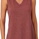 Rooscier Women's Tank Tops Summer Sleeveless V Neck T Shirts Casual Loose Fit Basic Tee (XS)