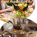 30pcs Disposable Plastic Serving Utensils Set 8.6'' Disposable Black Plastic Serving Spoons Forks Tongs Heavy Duty Black Large Party Utensils Supplies for Buffet Restaurant Dinner Wedding Salad Noodle