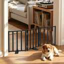 Snagle Paw Short Dog Gate,16.5" Tall Freestanding Metal Dog Gate Only for Small Dogs with Support Feet Easily Step Over,Up to 36" Wide Puppy Gate Indoor for Stairs,Doorways(Black,3 Panel)