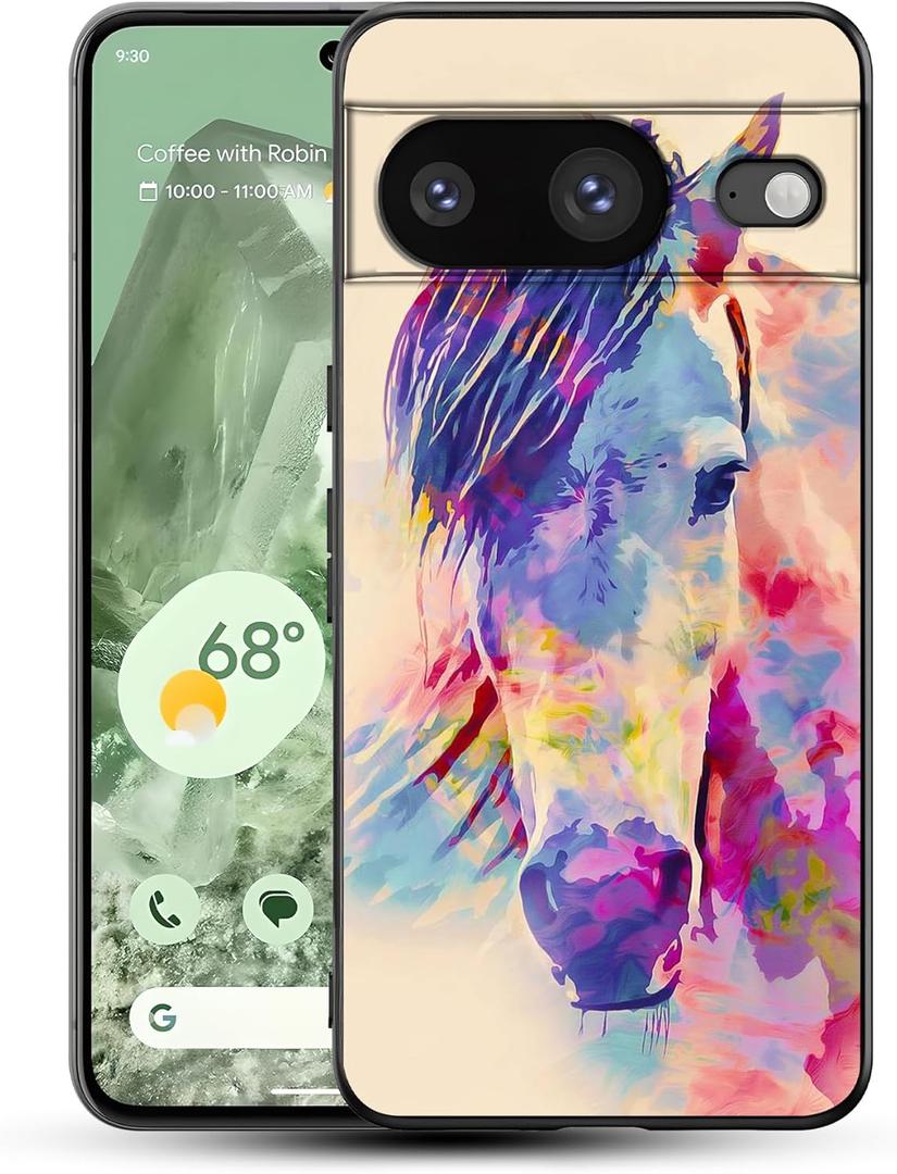 Compatible with Google Pixel 8 Case, Colorful Aesthetic Horse Designed for Shockproof Soft TPU Case (Pattern-5)