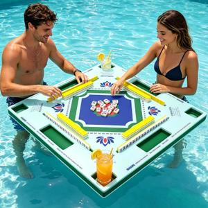 Floating Mahjong Table for Pool,Large Stable Water Pool Game Table for Card Games & Tile Games,Swimming Pool and Hot Tub Float Board Game Tray for Adults, Mahjong Floater Table