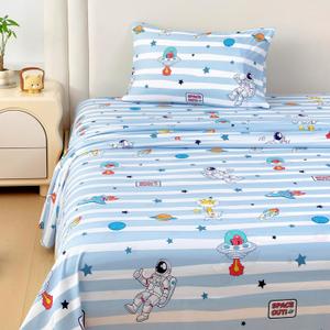 MICORAL Kids Twin Sheet Set Astronaut, 3 Pieces Sheets for Boys & Girls, Soft Printed Microfiber Bed Sheets, Deep Pocket Cozy Toddler Bedding Set