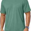 TACVASEN Men's T-Shirts Short Sleeve Shirts Moisture Wicking Tees | classic crew neck, cool feeling, soft stretch breathable fabric, solid color tee, regular fit, ideal for daily wear (Green, M)