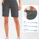 G Gradual Women's High Waisted 9" Bermuda Shorts with Zipper Pockets Athletic Workout Long Shorts for Women Knee Length (Gray, XXL)