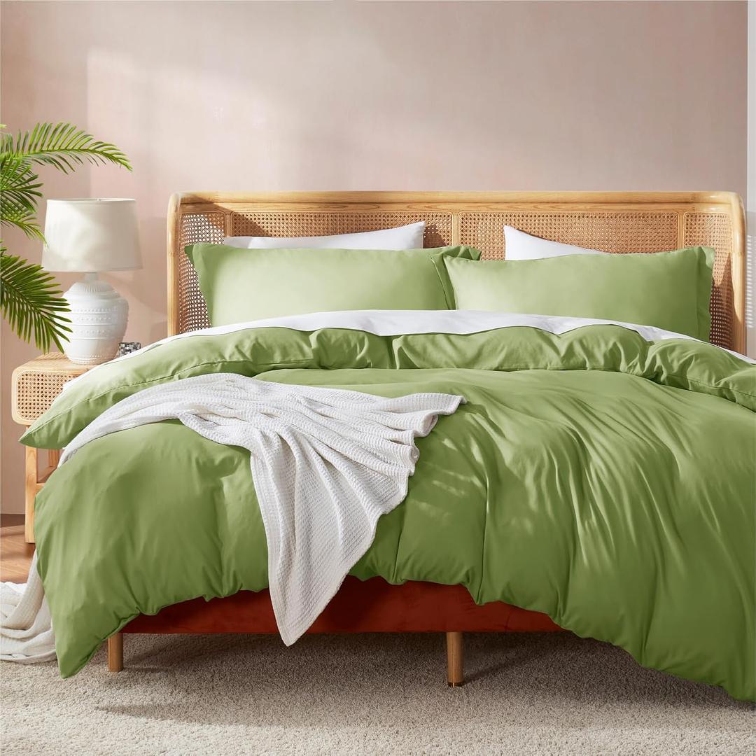 Nestl Sage Green Duvet Cover King Size - Soft Double Brushed King Duvet Cover Set, 3 Piece, with Zipper Closure, 1 Duvet Cover 104x90 inches and 2 Pillow Shams