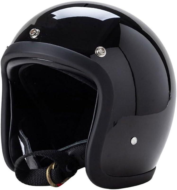 GJH Open Face Motorcycle Helmet Jet Cafe Recer 500TX Style Unisex Helmet 3/ 4 Chopper Bobber Helmet Japan Technology Handmade 3 Quarter Motorcycle Helmet Dot Approved(Black-M)