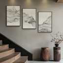 Large Framed Neutral Modern Abstract Wall Art, 3 Piece Black and Beige Canvas Prints Paintings Artwork for Walls, Minimalist Line Pictures for Living Room Hallway Office Wall Decor -Total 30x60 Inch, 20" W X 30" H X 3pcs