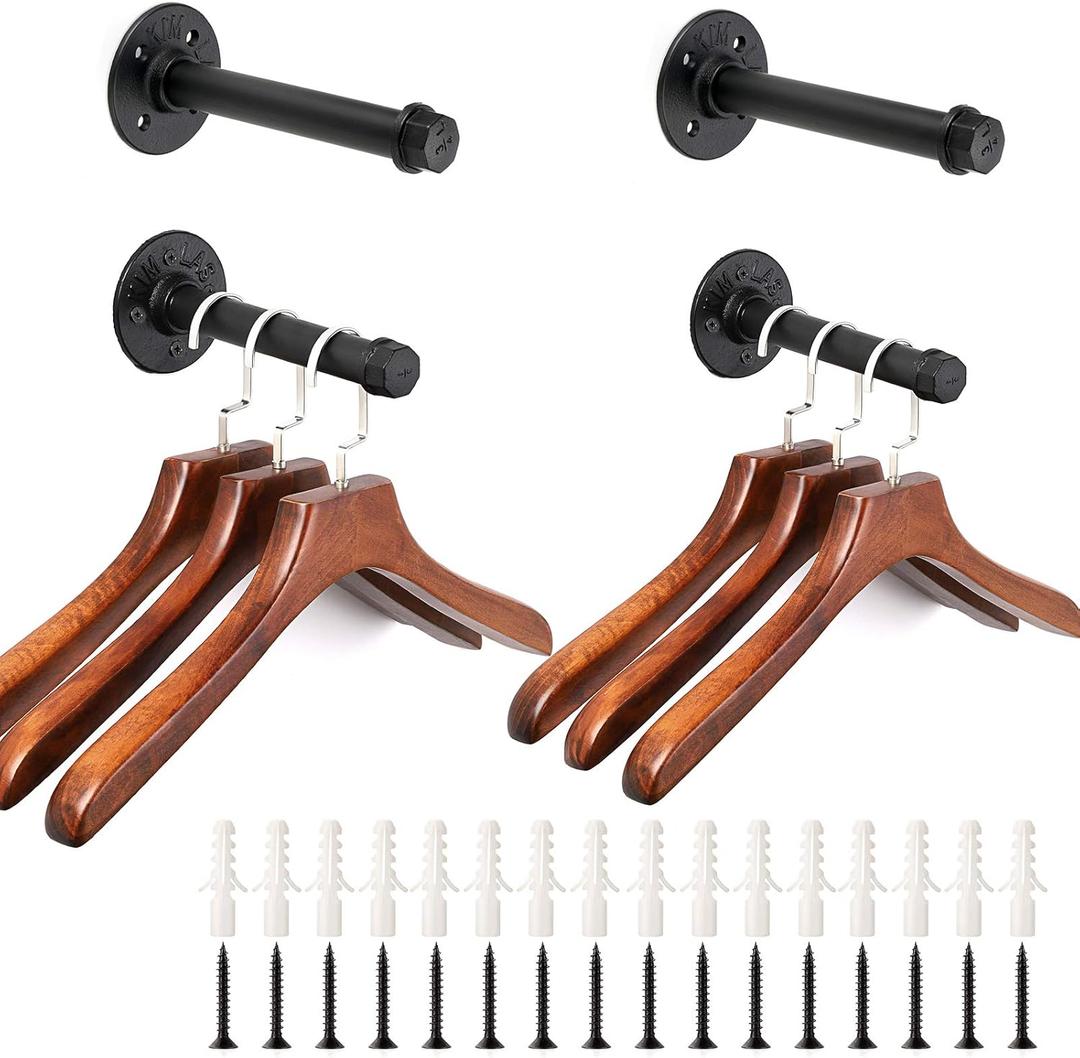 Sumnacon 4 Pcs 14 Inch Industrial Pipe Clothes Bars - Heavy Duty Rustic Coat Hangers with Screws, Wall-Mounted Iron Garment Holder Racks for Bedroom Bathroom Laundry room Boutique Clothing Store, Black Sumnacon 4 Pcs 14 Inch Industrial Pipe Clothes Bars - Heavy Duty Rustic Coat Hangers with Screws, Wall-Mounted Iron Garment Holder Racks for Bedroom Bathroom Laundry room Boutique Clothing Store, Black